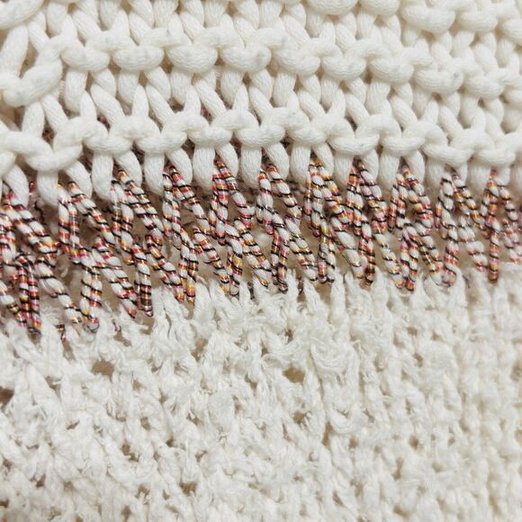 Loft Boucle Knit Sweater Wms Sz M Cream Mixed Texture Crewneck - Picture 6 of 8